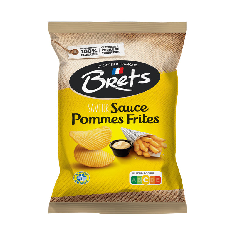 CHIPS BRET'S SAUCE POMMES FRITES 125G X 10 – Chips Saveur Sauce Frites en Carton Grossiste Snack Apéritif