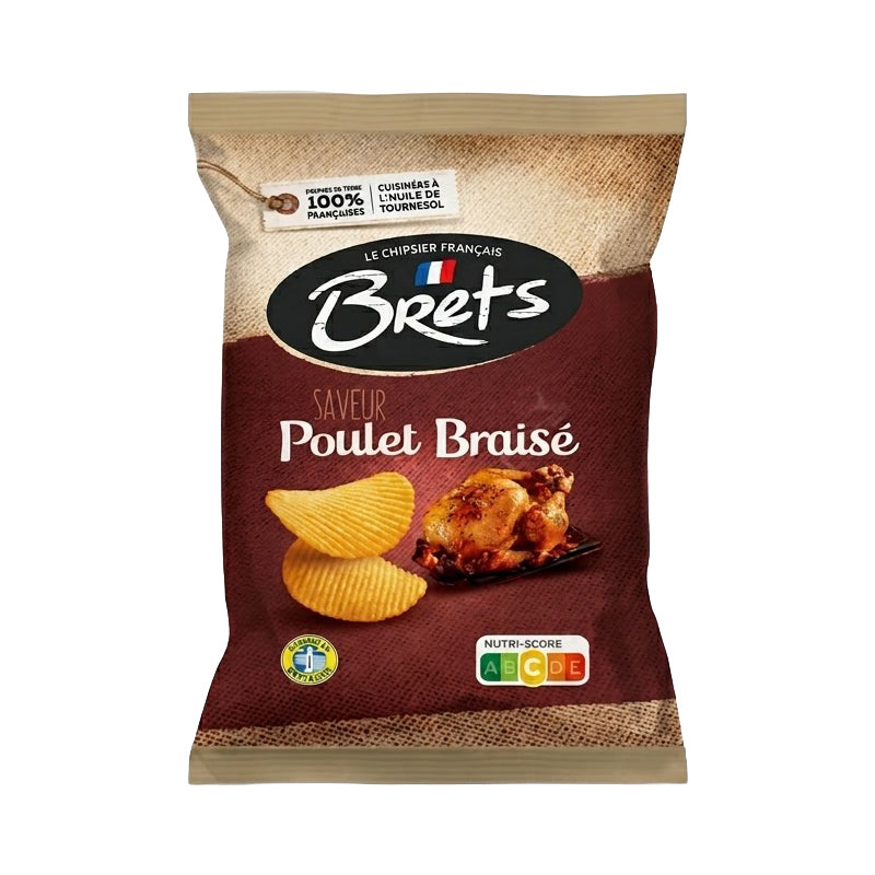 CHIPS BRET'S POULET BRAISE 125G X10 – Chips Saveur Poulet Braisé en Carton Grossiste Snack Apéritif