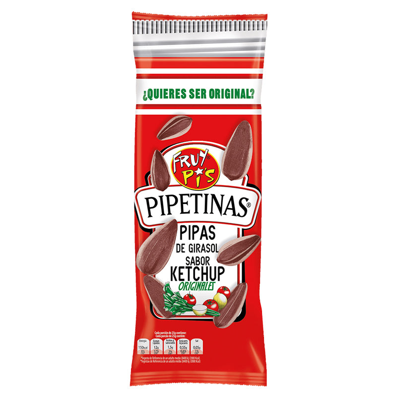 PIPAS KETCHUP 28PCS – Graines de Tournesol Saveur Ketchup en Pack Grossiste Snack Apéritif