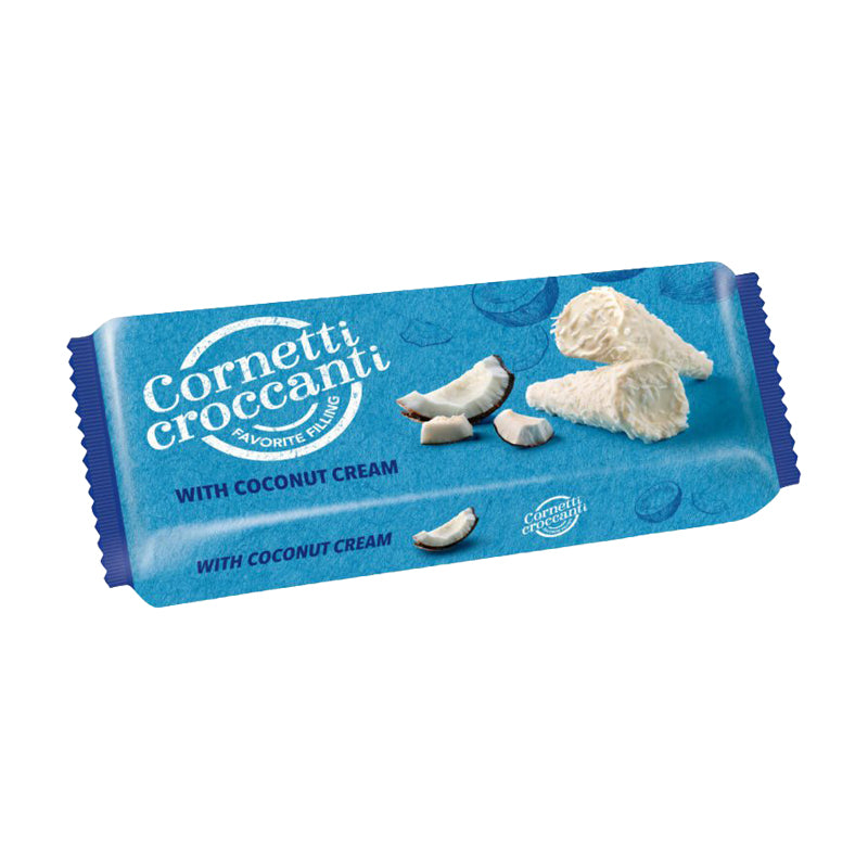 Cornetti Noix de Coco carton 24 – Croissants Fourrés Saveur Noix de Coco en Carton Grossiste Viennoiseries