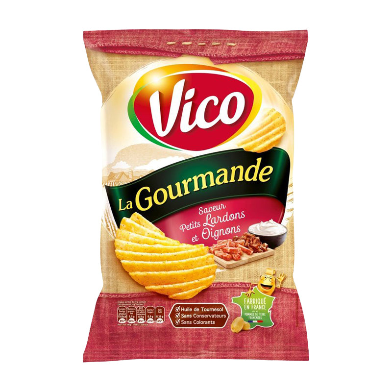 Vico Chips La Gourmande Lardons et Oignons – Chips Gourmandes Saveur Lardons et Oignons en Carton Grossiste Snack Apéritif