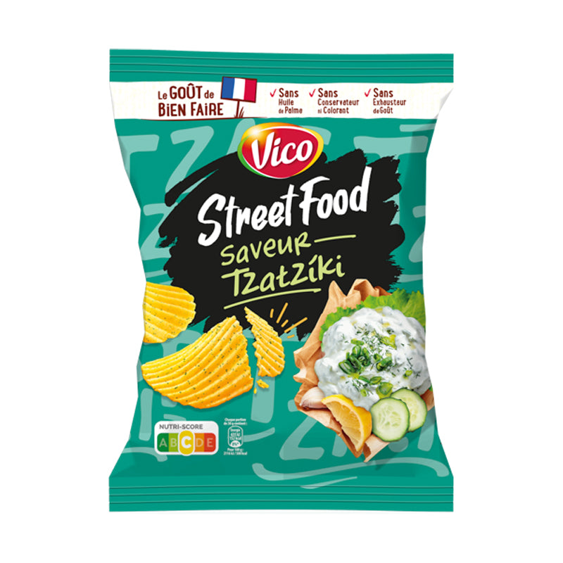 Vico Chips Street Food Tzatziki – Chips Saveur Tzatziki en Carton Grossiste Snack Apéritif