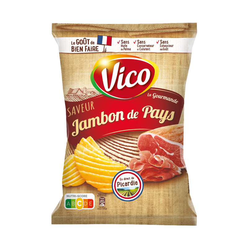 Vico Chips La Gourmande Jambon de Pays – Chips Gourmandes Saveur Jambon de Pays en Carton Grossiste Snack Apéritif