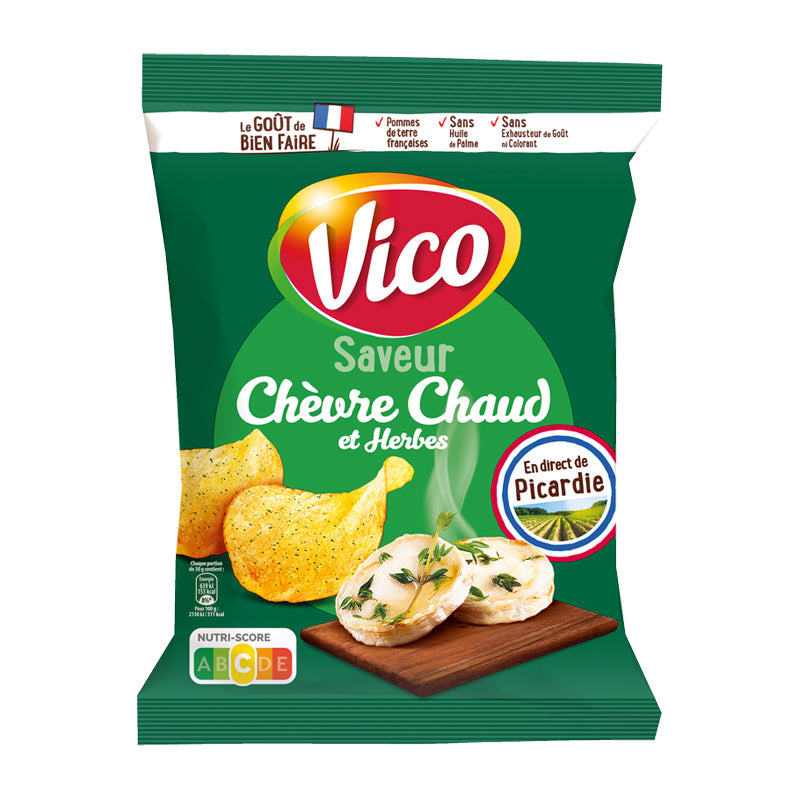 Vico Chips Chèvre Chaud et Herbes – Chips Saveur Chèvre Chaud et Herbes en Carton Grossiste Snack Apéritif