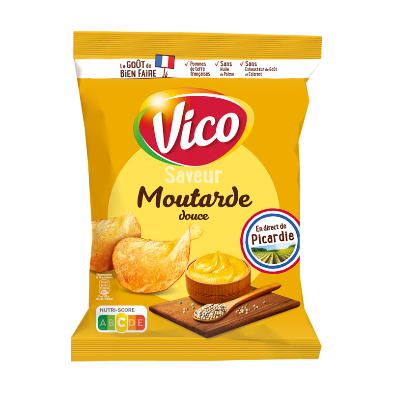 Vico Chips Moutarde Douce – Chips Saveur Moutarde Douce en Carton Grossiste Snack Apéritif