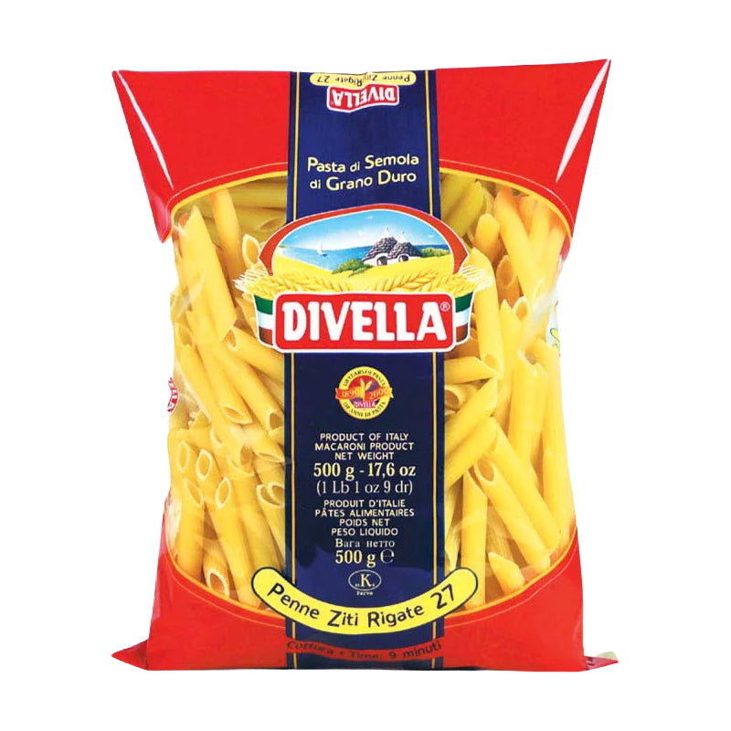 DIVELLA Penne Ziti Rigati Pasta 500g x 24 | Authentic Italian Ridged Penne Pasta