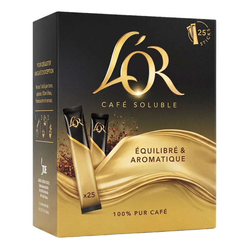 Café L'OR Stick 25 Sticks (Carton de 6) – Café Instantané Pratique et Aromatique