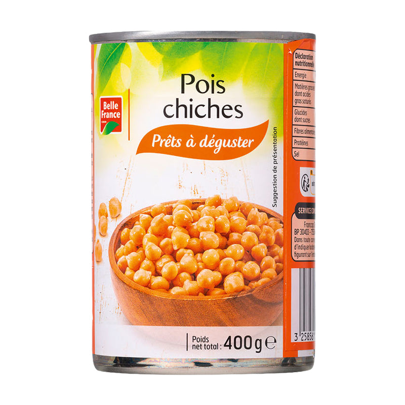 Pois Chiches 400g x 12 – Légumineuses Polyvalentes pour Cuisine Méditerranéenne