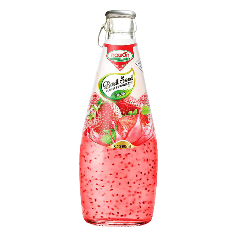 AAYINI Basil Seed Fraise 290ml x 24 – Boisson aux Graines de Basilic Saveur Fraise
