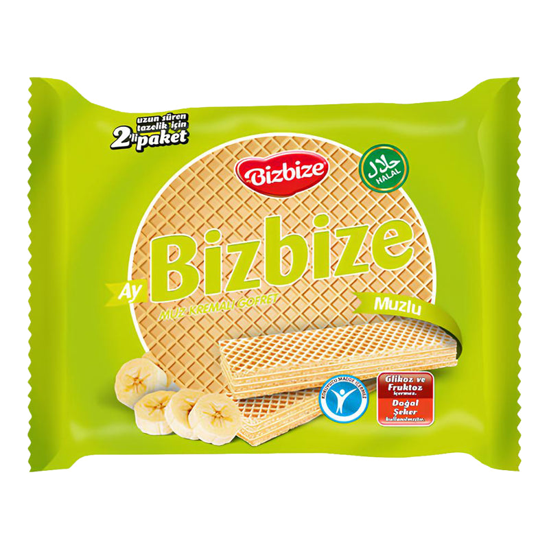 BIZBIZE Gaufrette Banane 340g x 12 – Carton de 12 | Gaufrettes Saveur Banane