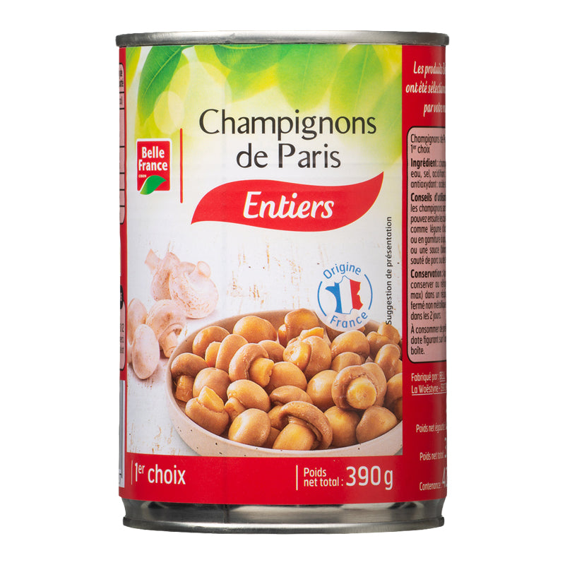 Champignons de Paris Entiers 390g x 12 BF – Carton de 12 | Champignons en Conserve