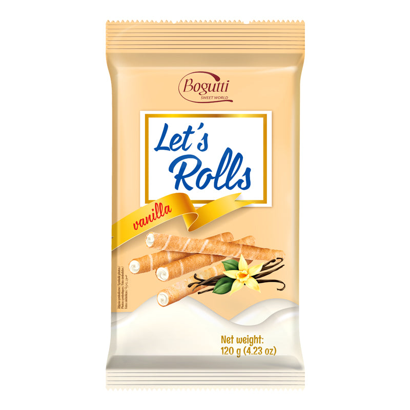 Let's Rolls Vanilla 120g (CT16) – Carton de 16 | Gaufrettes Roulées à la Vanille