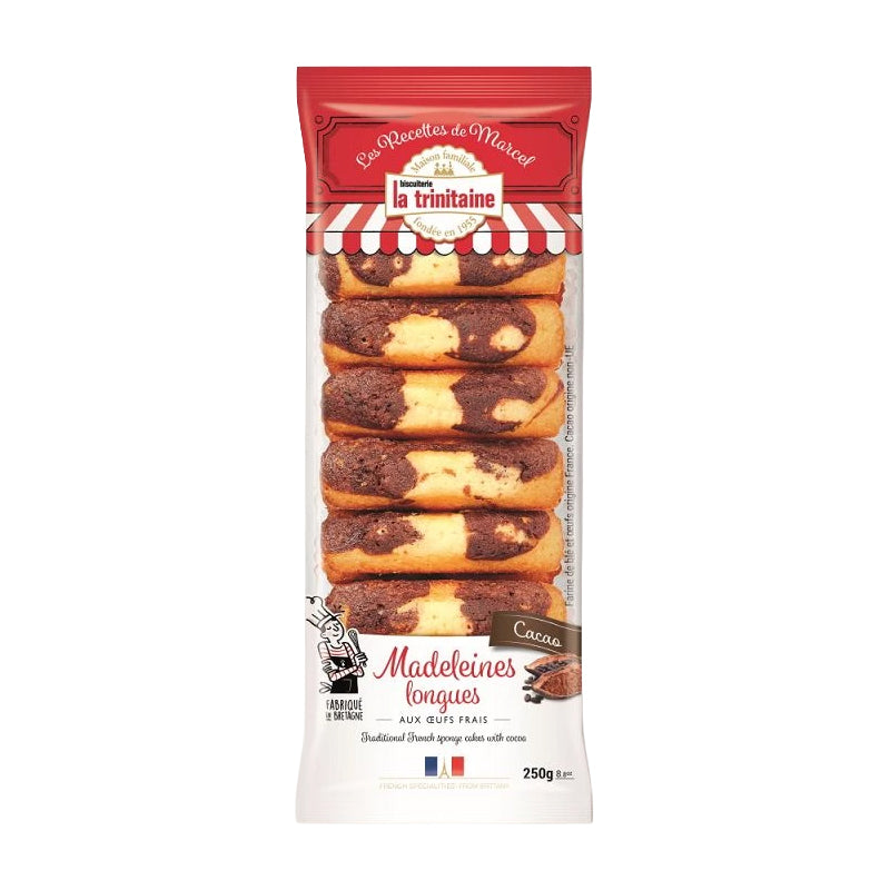Madeleine Longs Marbrée 250g (CT18) – Carton de 18 | Madeleines Marbrées