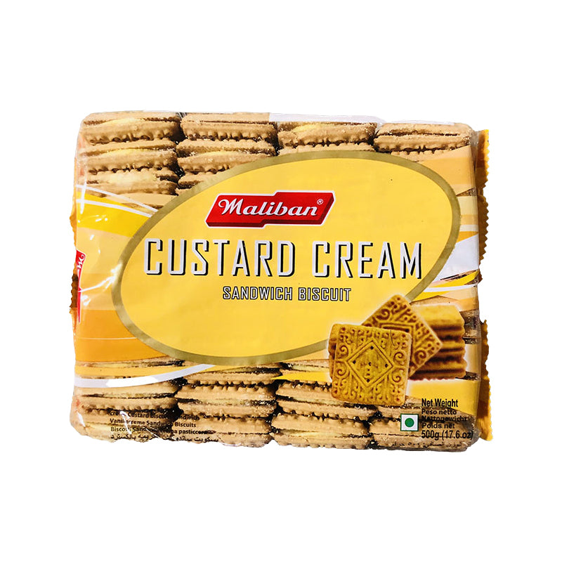 MALIBAN Custard Cream Biscuit 500g (CT12) – Carton de 12 | Biscuits Fourrés à la Crème