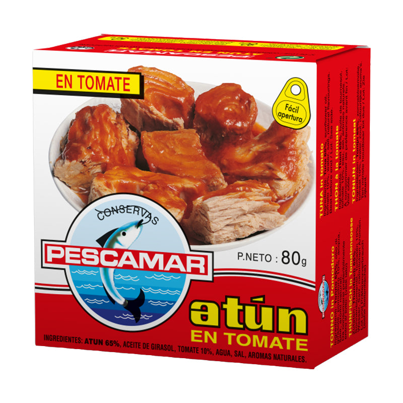 PESCAMAR Thon Tomate 3 Packs 80g (CT32) – Carton de 32 | Thon en Sauce Tomate