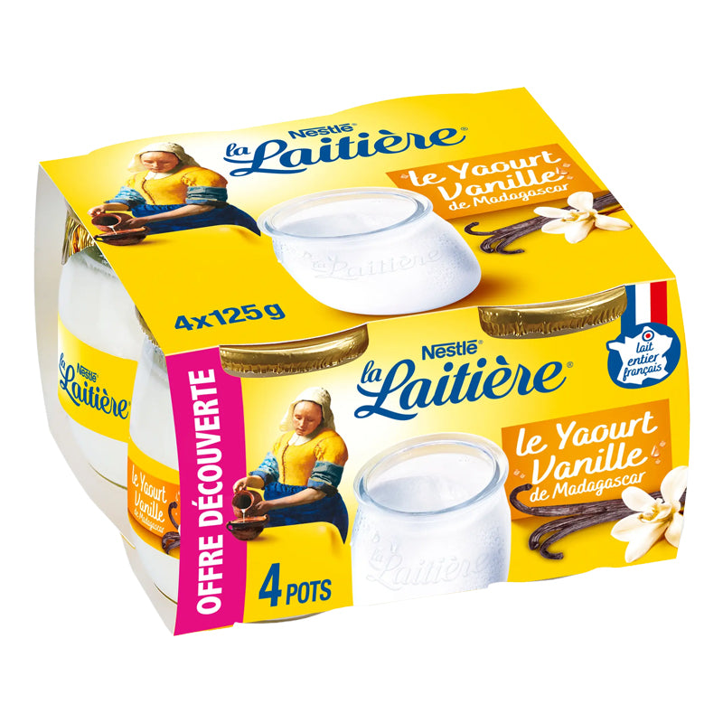 Yaourt Vanille Verre 4 x 125g x 6 – Pack de 6 | Yaourt Vanille