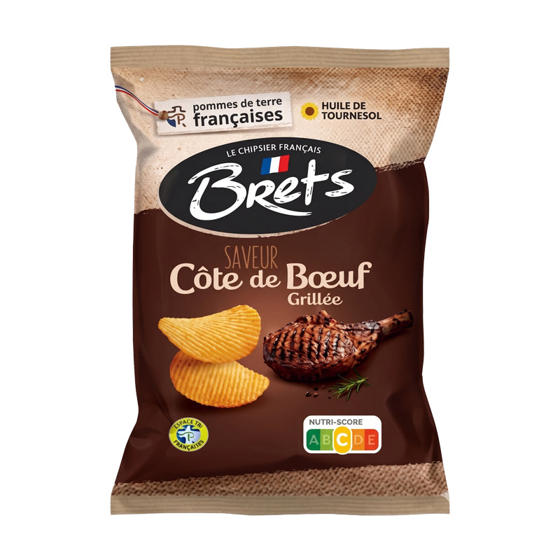 CHIPS BRET'S COTE DE BOEUF 125G X 10 – Chips Saveur Côte de Bœuf Grillée en Carton Grossiste Snack Apéritif
